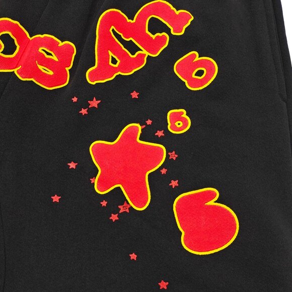 Sp5der x UY Scuti Sweat Shorts Black Red | Spider Worldwide - Picture 4 of 4